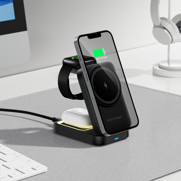 Foldable Magnetic 3-in-1 Fast Wireless Charger for Apple and Android Devices